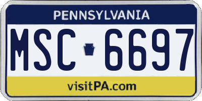 PA license plate MSC6697