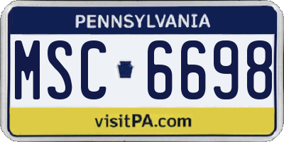 PA license plate MSC6698