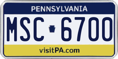PA license plate MSC6700