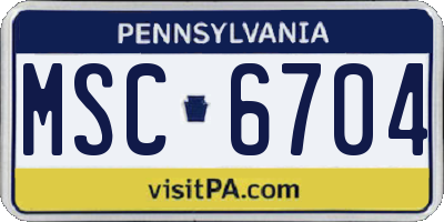 PA license plate MSC6704