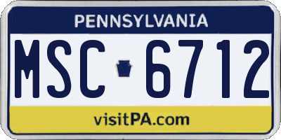 PA license plate MSC6712