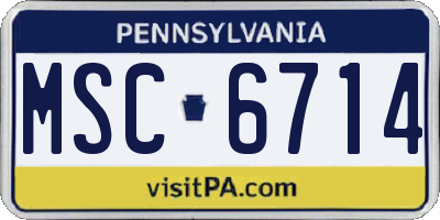 PA license plate MSC6714