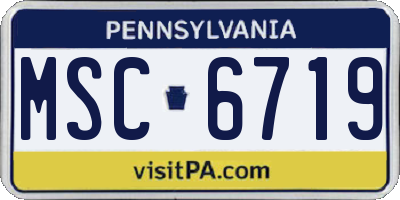 PA license plate MSC6719