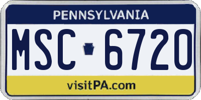 PA license plate MSC6720