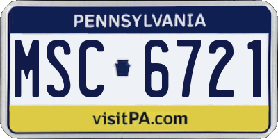 PA license plate MSC6721