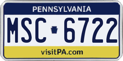 PA license plate MSC6722