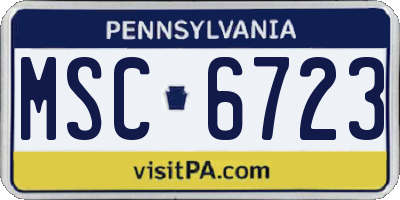 PA license plate MSC6723