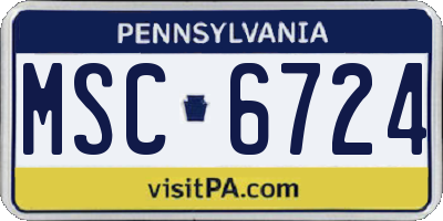 PA license plate MSC6724