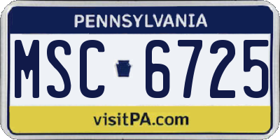 PA license plate MSC6725