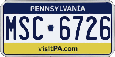 PA license plate MSC6726