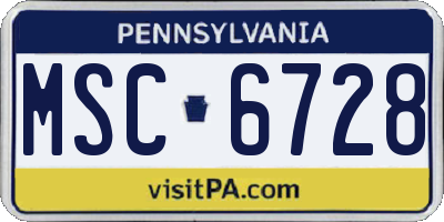 PA license plate MSC6728
