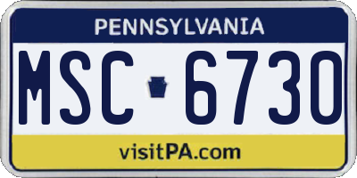 PA license plate MSC6730