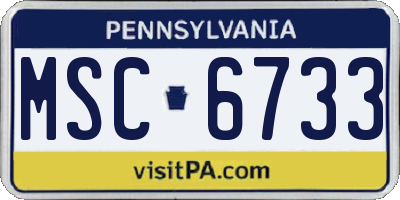 PA license plate MSC6733