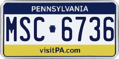 PA license plate MSC6736