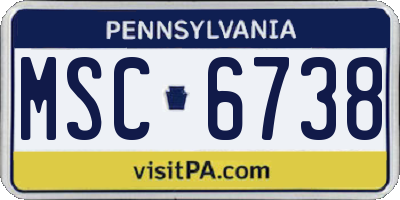 PA license plate MSC6738