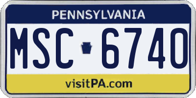 PA license plate MSC6740