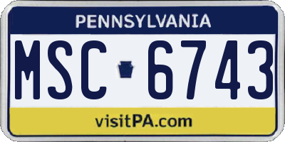 PA license plate MSC6743