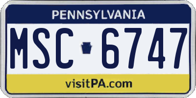 PA license plate MSC6747