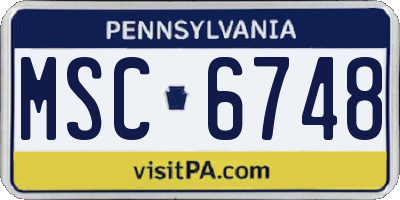 PA license plate MSC6748