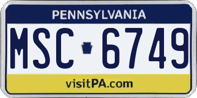 PA license plate MSC6749