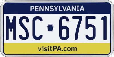 PA license plate MSC6751