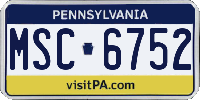 PA license plate MSC6752