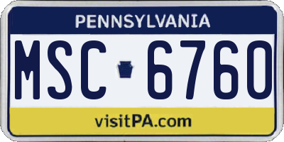 PA license plate MSC6760