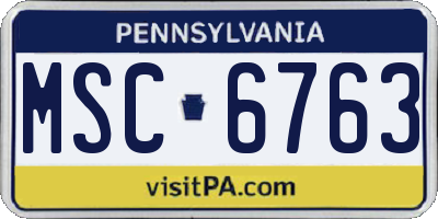 PA license plate MSC6763