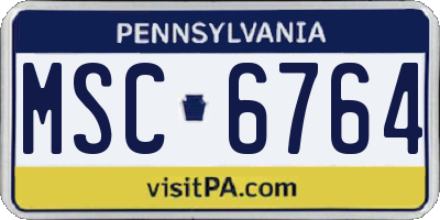 PA license plate MSC6764