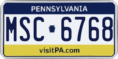 PA license plate MSC6768