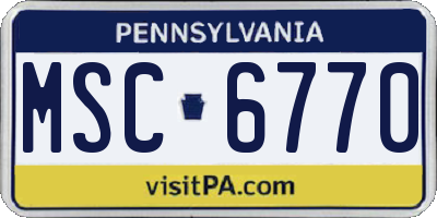 PA license plate MSC6770