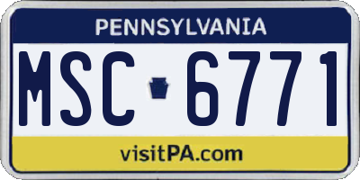 PA license plate MSC6771