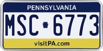 PA license plate MSC6773