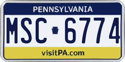 PA license plate MSC6774