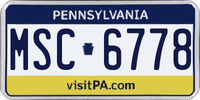 PA license plate MSC6778