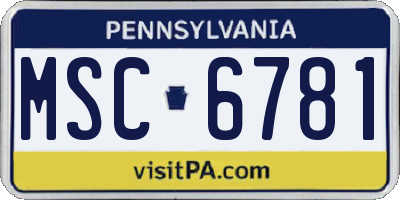 PA license plate MSC6781