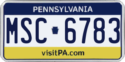 PA license plate MSC6783