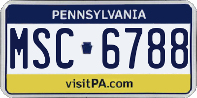 PA license plate MSC6788