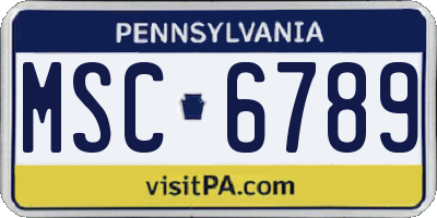 PA license plate MSC6789