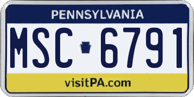 PA license plate MSC6791