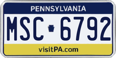 PA license plate MSC6792