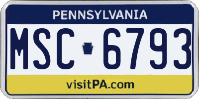 PA license plate MSC6793