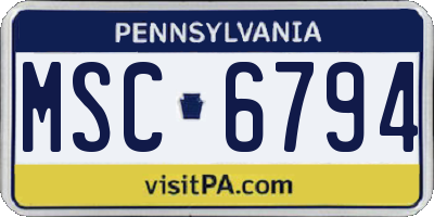 PA license plate MSC6794