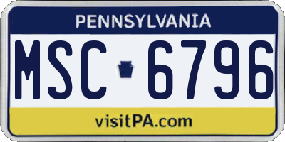 PA license plate MSC6796