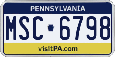 PA license plate MSC6798