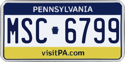 PA license plate MSC6799