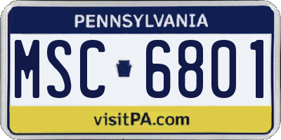 PA license plate MSC6801