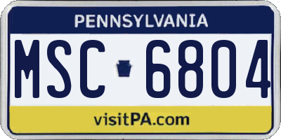 PA license plate MSC6804