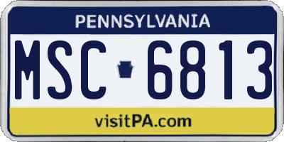 PA license plate MSC6813