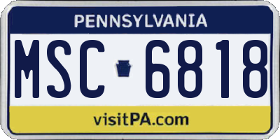 PA license plate MSC6818